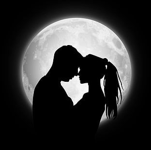 Wallpaper Silhouette, Dp For Instagram, Moon Couple, Black Dp, Silhouette Photo, Instagram Dp, Hd Wallpaper, Kiss, Moon