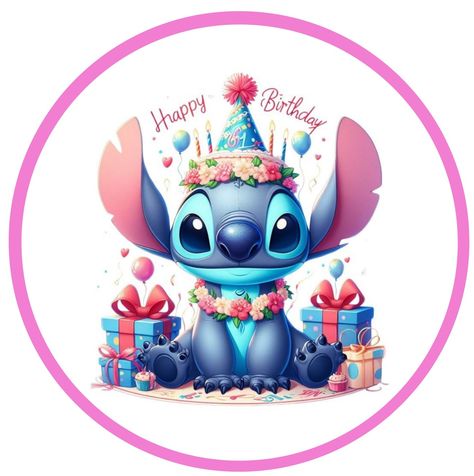 Stitch Happy Birthday, Stitch Birthday Card, Stitch Cake Topper, Birthday Greetings Images, Lilo En Stitch, Rodjendanske Torte, Diy Cake Topper Birthday, Stitch Cake, Stitch Coloring Pages