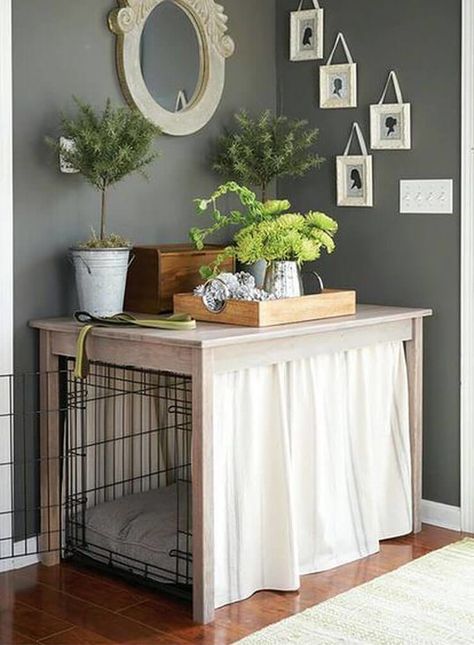 Dog Crate Table, Diy Dog Crate, Crate Table, Dog Crates, Crate Cover, Dog Crate Furniture, Woodworking Plans Diy, Simple Table, Design Living Room