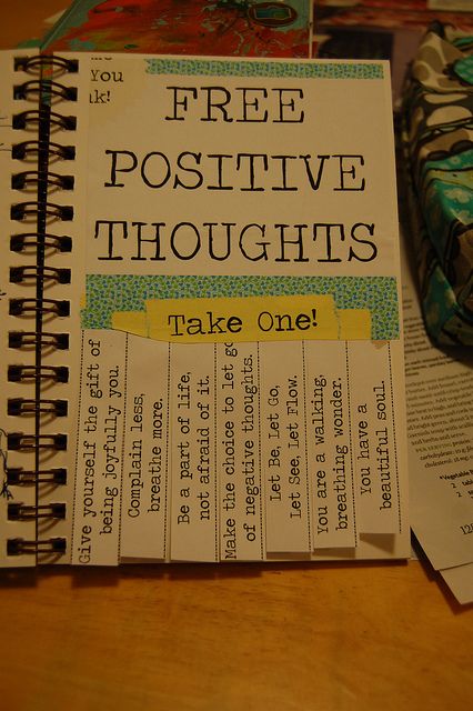 Let's pass around the positive thoughts -- the world needs more of them!!!  Positive Thoughts by sharna11, via Flickr Scrapbook Book Ideas, Quotes Journal Ideas, Scrap Journal Ideas, Smash Book Inspiration, Smashbook Ideas, Open When Letters, Smash Books, Wreck This Journal, Art Journal Therapy