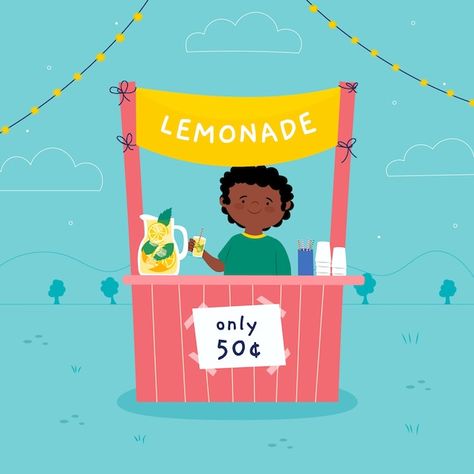 Lemonade Stand Illustration, Stand Illustration, Lemon Background, Homemade Lemonade Recipes, Fruit Labels, Homemade Lemonade, Sangria Recipes, Summer Cards, Lemonade Recipes