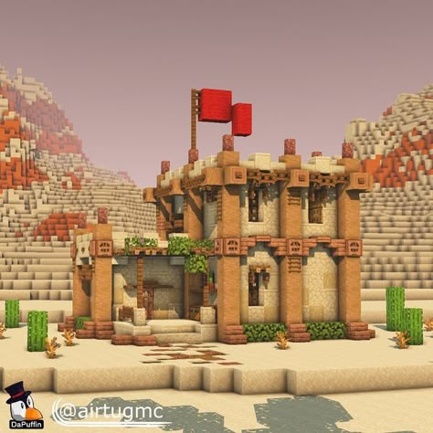 Minecraft Desert House, Minecraft Temple, Minecraft Small House, Minecraft Building Blueprints, Minecraft Structures, Desert House, Bangunan Minecraft, Minecraft Farm, Minecraft Cottage