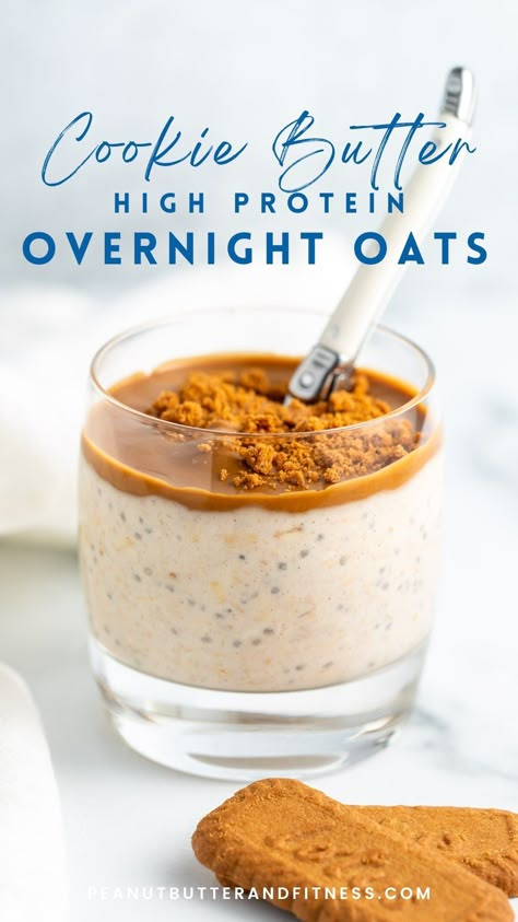 Peanut Butter Cookie Overnight Oats, Overnight Oats Summer, Overnight Oats Cookie Butter, Biscoff Protein Overnight Oats, Kodiak Protein Overnight Oats, Halloween Overnight Oats, Cookie Butter Protein Shake, Cookie Butter Overnight Oats, Overnight Oats Flavors