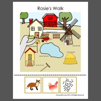 Rosie's Walk Rosie's Walk Activities Free Printable, Rosies Walk Activities For Preschool, Rosie’s Walk Activities, Rosies Walk Activities, Rosie’s Walk, Positional Words Kindergarten, Story Puppets, Teaching Map Skills, Rosies Walk