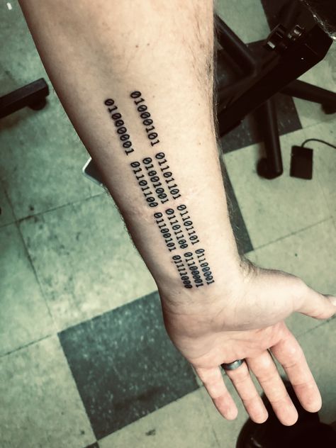 Binary Code Tattoo, Binary Tattoo, Tattoo Code, Tatts Ideas, Tattoo Sydney, Binary Number, Tattoo Man, Code Morse, Number Tattoos