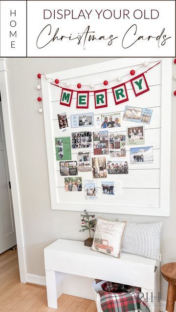 You've carefully curated your family photos throughout the year, but now it's time to give them a festive transformation for the holiday season. Whether you're working with a gallery wall, staircase display, or scattered frames throughout your home, these 25 creative Christmas decor ideas will help you showcase your cherished memories with seasonal flair. From simple ribbon wrapping to elaborate light displays, you'll discover how to blend your existing photo collection with holiday magic. Home Christmas Card Photo, Photo Wall Displays, Christmas Photo Display, Christmas Card Display Ideas, Christmas Card Holder Display, Wall Staircase, Holiday Card Display, Photo Display Board, Ribbon Wrapping