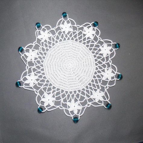 Crochet Doilies With Beads | Free Embroidery Patterns Beaded Doilies, Crochet Jar Covers, Doilies Crochet, Crochet Pillow Patterns Free, Crochet Bowl, Free Crochet Doily Patterns, Crochet Christmas Stocking, Crochet Scarf Pattern Free, Bowl Cover