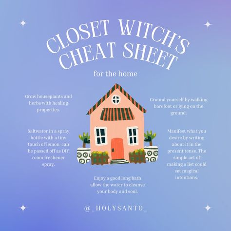 How To Be A Kitchen Witch, Broomcloset Witch Tips, Apartment Witchcraft, Witchy Tips For New Home, Witch Set Up, Closeted Witch Tips, Witch House Cleaning, Closet Witch Tips, Witch Tips For New Home