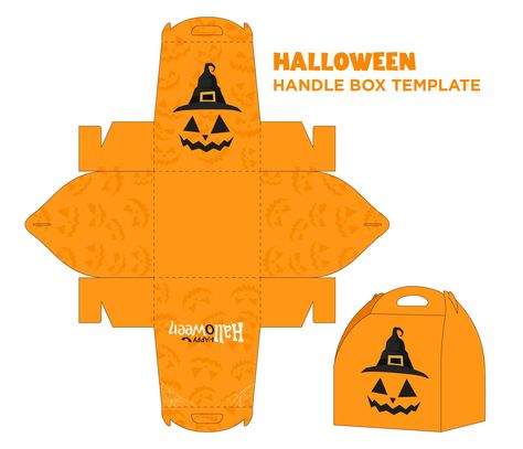 Printable Halloween Handle Box Template Halloween Boxes Ideas, Halloween Box Template, Free Box Templates Printables, Halloween Box Ideas, Halloween Party Boxes, Treat Boxes Diy, Halloween Packaging, Treat Box Template, Candy Box Template