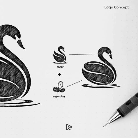 LOGO DESIGN IDEAS on Instagram: “Coffee + Swan Logo concept, Share what you think about this one? • Awesome work by @garagephicstudio • You need a logo? DM me • Don't miss…” Logo Sketches, Swan Logo, Line Sketch, Coffee Logo, Growth Hacking, Digital Agency, Logo Mark, Logo Concept, Craft Work