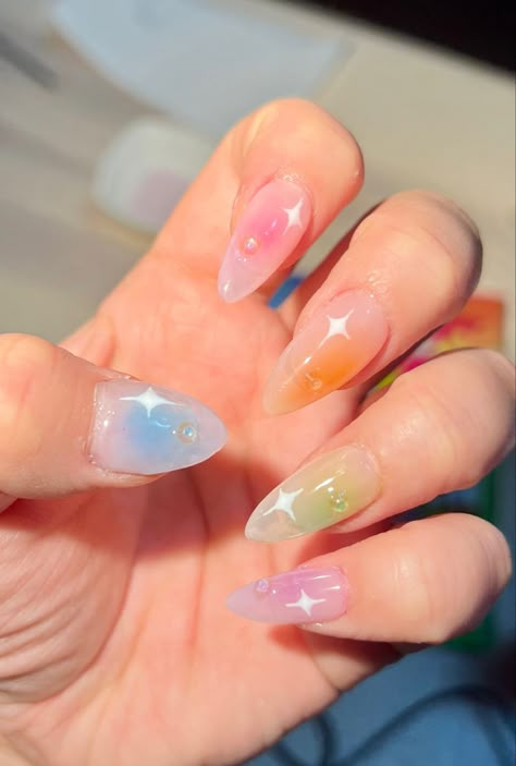 rainbow aura nails with white sparkles Unique acrylic nails #zicxa-photos #zicxa #images #background #wallpaper #freepik #shutterstock #VN Zodiac Nail Designs, Aura Nails, Spring House, Vibrant Nails, Nails Green, Unique Acrylic Nails, Rainbow Nails, Nails Black, Pastel Nails