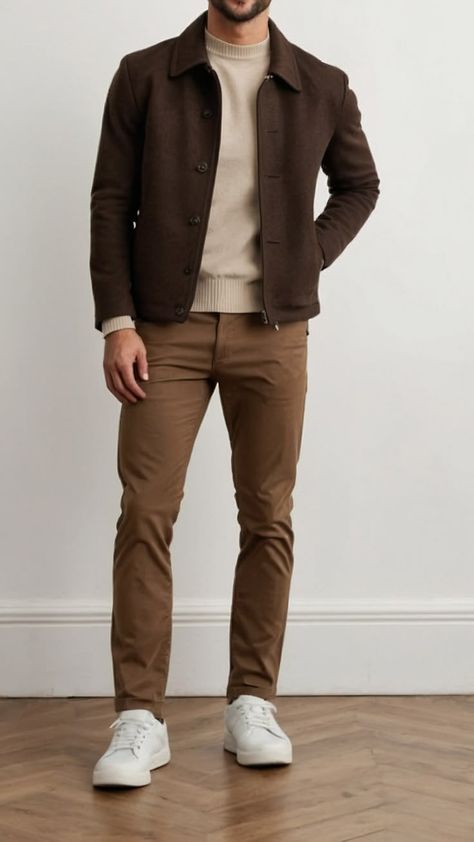 Winter Looks For Men, Smart Casual For Men Outfits, Casual Smart Outfits Men, Different Men Styles Outfit, Men's Winter Style, Brown Man Outfit, Men Outfits Casual Winter, Men Outfit Styles, Men Classy Outfits Casual