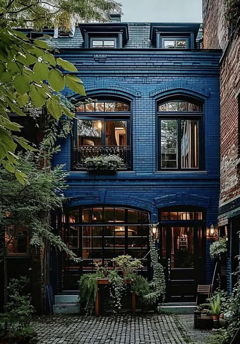 Blue Brick House, Teal Aesthetic, Black Houses, Amazing Homes, Brick Building, Beautiful Houses, Architecture Exterior, House Exteriors, Home Exteriors