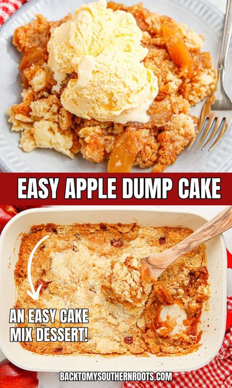 Enjoy a delicious apple dump cake with this easy dump cake recipe using a yellow cake mix and apple pie filling. Perfect for a quick and tasty dessert, this boxed dump cake is a crowd-pleaser! Easy Apple Dump Cake, Bake Apples, Yellow Cake Mix Recipes, Apple Dump Cake Recipe, Easy Dump Cake Recipe, Apple Dump Cake, Dump Cake Recipe, Cake Mix Desserts, Apple Recipes Easy