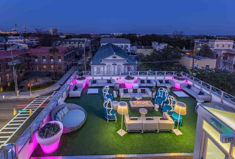 Best Rooftop Bars in Charleston: Where to Drink Outside With a View - Thrillist Bars Restaurant, Orchid Ideas, Charleston Bachelorette, Charleston Hotels, Charleston Vacation, South Carolina Travel, Container Cafe, Charleston Travel, Decoration Restaurant