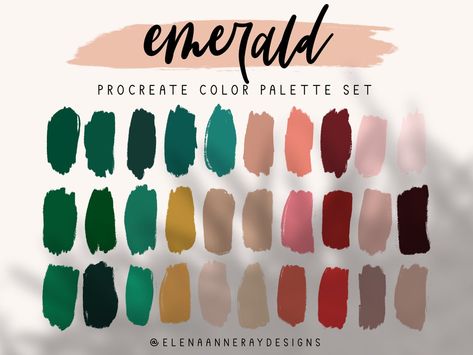 Emerald Color Palette Boho Procreate Color Palette 30 - Etsy Australia Sagittarius Color Palette, Sagittarius Colors, Emerald Color Palette, Zodiac Accessories, Procreate Inspiration, Zodiac Makeup, Procreate Color Palettes, Jewel Tone Color Palette, Romantic Colors Palette