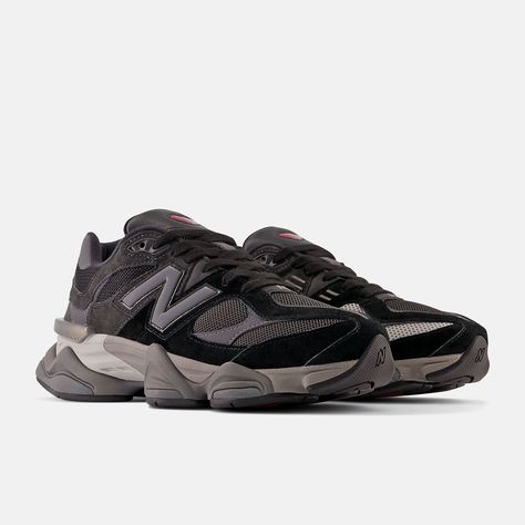 New Balance 990 Black, New Balance 9060 Outfit, New Balance 9060 Black, Iconic Models, Tech Aesthetic, New Balance 9060, New Balance Black, Led Design, Y2k Era