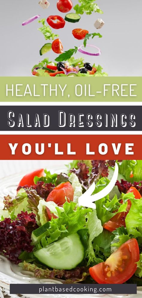 Making your own salad dressing is a great way to keep things healthy, tasty, and low calorie. This guide will show you how to make several different oil free dressings that are perfect for any salad without a bunch of unhealthy ingredients. Not only are they delicious, but they're also good for you! Salad Dressing Alternatives, Low Calorie Homemade Dressing, Dash Diet Salad Dressing Recipes, Salad Dressing Recipes Healthy Easy, Healthy Salad Dressing Low Calorie, Low Calorie Salad Dressing Recipes Homemade, Salad Dressing Without Olive Oil, Low Fat Vinaigrette Recipe, Weight Watchers Salad Dressing Recipes