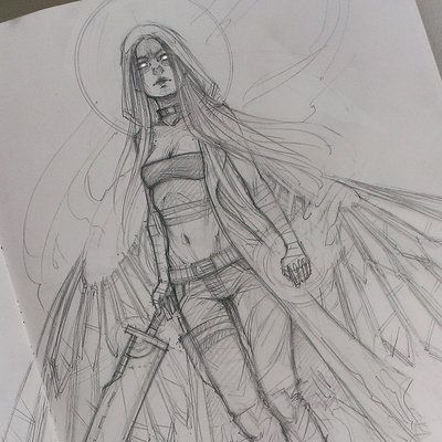 OC sketch Angel Sketch, Angel Drawing, Sketch Art, 영감을 주는 캐릭터, Cool Art Drawings, Art Inspiration Drawing, Copic, Drawing Tips, Art Reference Photos