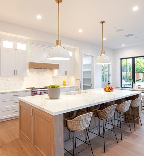 White Kitchen With Maple Island, White Shaker Kitchen With Oak Island, Painted Island White Cabinets, White Cabinets With Accent Island, White Kitchen Wooden Island, White Kitchen With Light Oak Island, White Cabinets White Oak Island, White Oak Island White Cabinets, White Kitchen With Oak Island