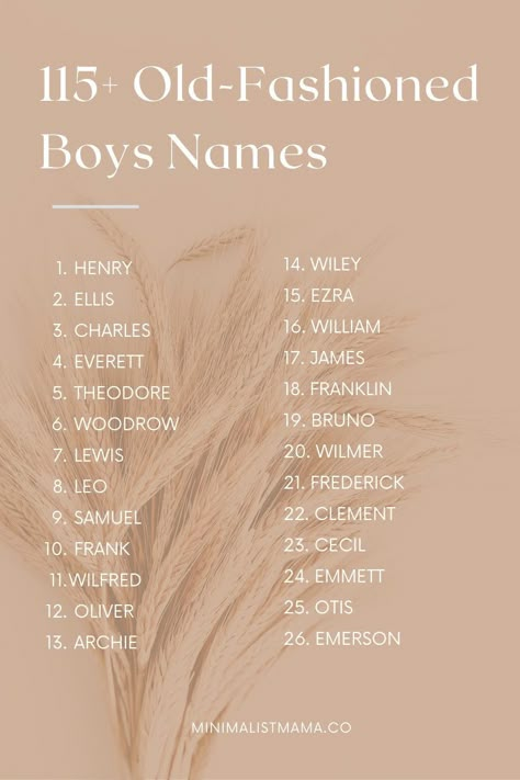 Love the old fashioned charm of unique vintage baby names? This is *the* list of cool, classic vintage boy names perfect for your little one! W Boy Names Baby, Old Vintage Names, Classic Names Vintage, Old English Last Names, Old English Baby Names, Old Western Boy Names, Vintage Baby Names Boy, Vintage Boy Names List, Vintage Names Boy