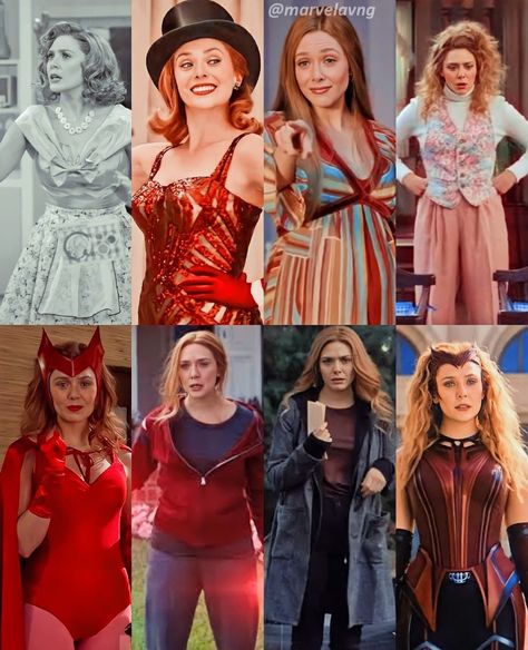 Wanda And Vision Costume, Wandavision Outfits, Ginger Costumes, Scarlet Witch Outfit, Wanda Outfit, Marvel Witches, Scarlet Witch Cosplay, Oc Aesthetic, Movie Edits