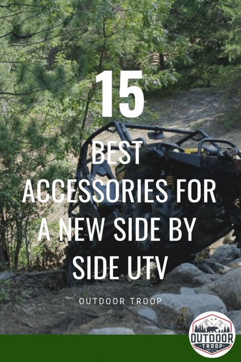 Have a new side by side UTV? Here are the 15 best accessories to go with it to make it even better! #utv #accessories Polaris Razor Accessories, Side X Side Utv Vehicles, Utv Outfit Woman, Polaris Ranger Accessories Diy, Side By Side Atv Accessories, Utv Accessories Diy, Rzr Riding Outfits, Rzr 1000 Accessories, Utv Camping