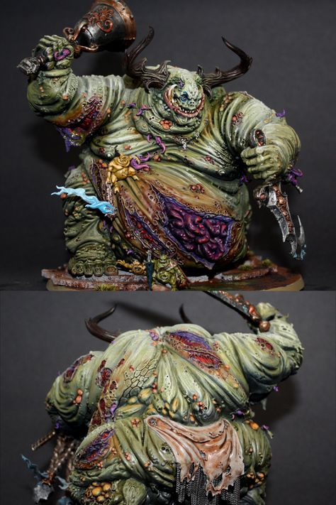 Nurgle Demon, Nurgle Miniatures, Maggotkin Of Nurgle, Great Unclean One, Warhammer Nurgle, Plaster Ideas, 40k Nurgle, Golden Demon, 40k Painting