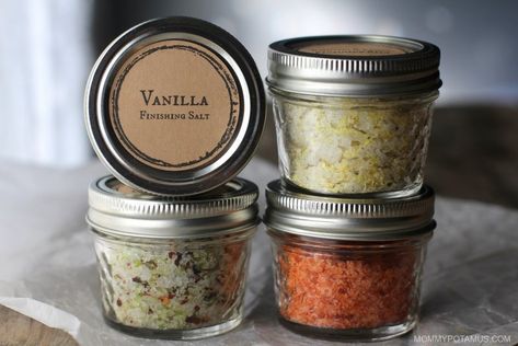 4 Flavored Salt Recipes Chili Lime Salt Recipe, Flavored Salts Recipes, Flavored Salt, Christmas Diy Food, Finishing Salt, Unique Baby Shower Favors, Homemade Vanilla Extract, Flavored Salts, Christmas Food Gifts