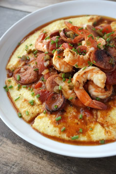 Shrimp and Grits — Broke and Cooking Easy Shrimp And Grits, Shrimp Butter, Southern Shrimp And Grits, Shrimp Meals, Shrimp Grits Recipe, Food Casseroles, Spinach Fettuccine, Cajun Shrimp And Grits, How To Cook Grits