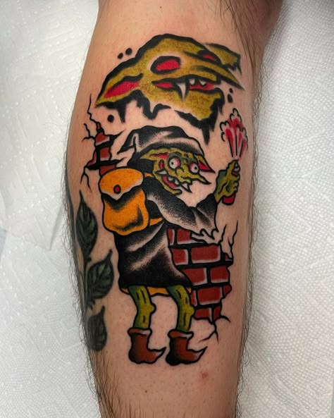 Orc Tattoo, Mimic Tattoo, Traditional Mushroom Tattoo, Goblin Tattoo, Cool Traditional Tattoos, Cruz Tattoo, Americana Tattoo, Mushroom Tattoos, Traditional Flash