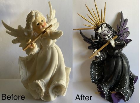 Altered Figurines, Scary Crafts, Creepy Diy, Diy Horror, Shrine Art, Goth Diy, Horror Crafts, Kalki Avatar, Painting Porcelain