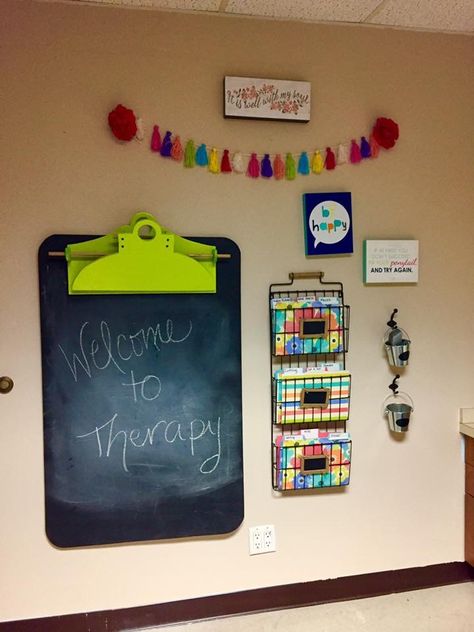 Rbt Room Ideas, Therapy Office Lobby, Rbt Therapy Room Ideas, Pediatric Office Decor Waiting Rooms, Occupational Therapy Room Decor, Pediatric Therapy Clinic Design, Occupational Therapy Room Ideas, Aba Therapy Room Ideas, Aba Clinic Design