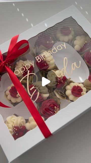 223K views · 12K likes | Johana Trevizo on Instagram: "30th birthday monogram filled with white and red elegant swirl cupcakes ❤️🤍. . . .  #cupcakes #cupcakebouquets #floralcupcakes #cupcakedecorating #cupcakelove #cupcakequeen #cupcaketime #buttercreamcupcakes #pipingflowers #cupcakesofinstagram #cupcakeoftheday #cupcakeart #cakedesign #instabake #floralcakes #cakeworld #igcakes #homebaker #cakedecorating #numberboxes #monogramcupcakes" Number 30 Cupcakes, Number 40 Cupcake Cake, 30 Cupcake Cake Number, Cupcakes For Anniversary, 30th Birthday Cupcake Ideas For Women, Number Cupcakes, 30th Birthday Cupcakes, Monogram Cupcakes, Elegant Cupcakes