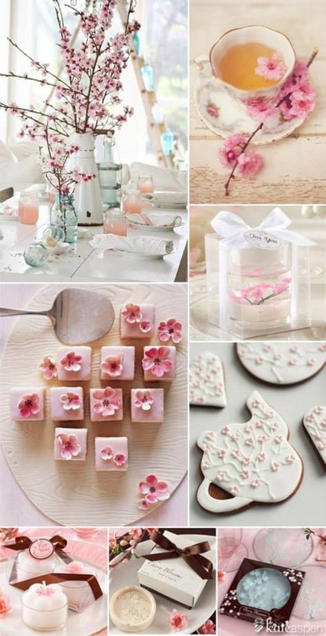 Sakura Party, Sakura Cake, Spring Bridal Shower Favors, Mulan Party, Cherry Blossom Wedding Theme, Cherry Blossom Party, Sakura Wedding, Spring Tea Party, Japanese Party