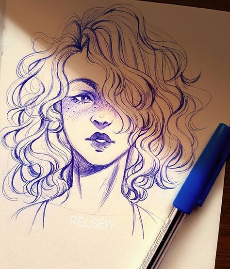 Check my prev post for a video on shading the lips!! Bad lighting is annoying, took the photo for this when the sun was setting, the shadow wasn't as clear as i wanted and i had to take it to photoshop for a little shading and making it more clear.  TOOLS: Ball point pen (Staedtler) + photoshop CS6 #ballpointpen #sketch #sketchbook #traditionalart #كلنا_رسامين Blue Pen Sketch Simple, Ballpoint Pen Sketch, Pen Art Work, Ballpoint Pen Drawing, Blue Pen, Scribble Art, Pen Art Drawings, Pen Sketch, 8k Followers