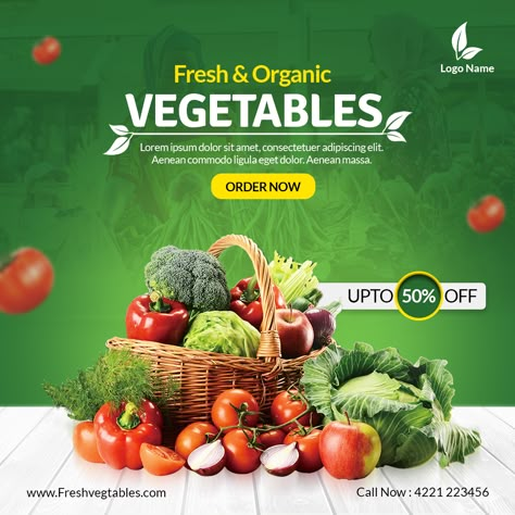 Supermarket Banner Design, E Commerce Banner Design, Vegetable Poster Design, Ads Poster Design, E Commerce Banner, Vegetable Poster, Post Design Social Media, Social Media Banner Design, Grocery Ads