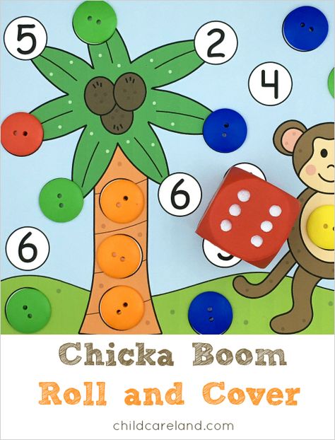 Chicka Chicka Boom Boom roll and cover for math and fine motor development. Chicka Chicka Boom Boom Math Preschool, Chicka Chicka Boom Boom Math Activities, Chicka Chicka 123 Activities Preschool, Chicka Chicka 123 Activities, Chicka Chicka Boom Boom Preschool, Chicka Chicka 123, Chicka Chicka Boom Boom Activities, Kindergarten Start, Roll And Cover