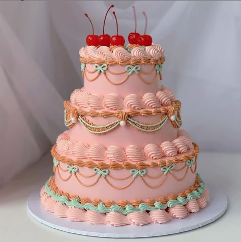 Vintage Inspired Birthday Cakes, Retro Vintage Cake, Vintage Tier Cake, Vintage Buttercream Wedding Cake, Vintage Tiered Cake, Marie Antoinette Wedding, Two Tier Vintage Cake, Vintage Buttercream Cake, Vintage Piping Cake