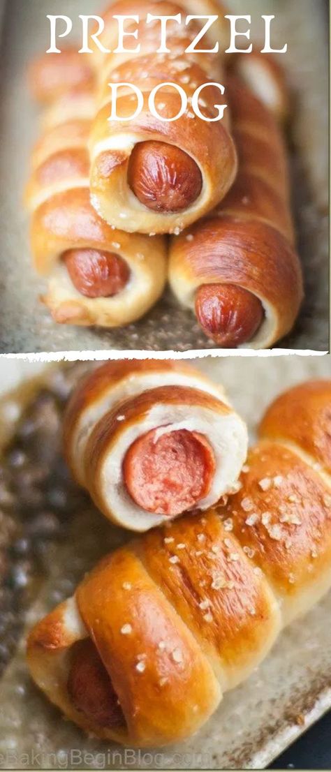 Pretzel Dog Recipe, Pretzel Dogs Recipe, Pretzel Dog, Pretzel Dogs, Pretzel Dough, Appetizers For Kids, Sandwich Ideas, Homemade Pretzels, Homemade Soft Pretzels