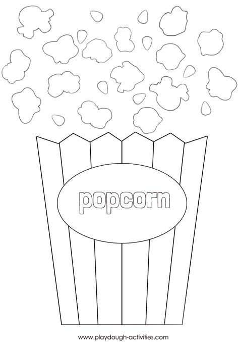 Popcorn Crafts Preschool Free Printable, Popcorn Bucket Template Free Printables, Popcorn Template Free Printable, Popcorn Printable Templates, Popcorn Crafts Preschool, Popcorn Coloring Page Free Printable, Popcorn Bucket Printable, Printable Popcorn Box Template, Popcorn Bucket Drawing