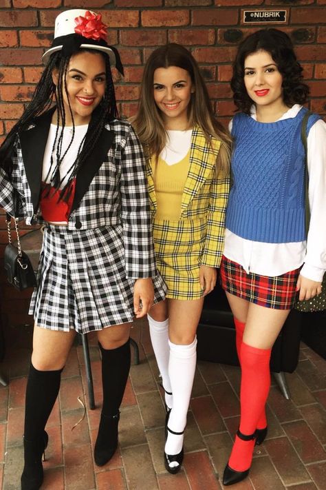 10 Group Costumes Inspired by the '90s                                                                                                                                                                                 More Cher Costume, Clueless Costume, Clueless Halloween Costume, Bff Halloween Costumes, Trio Halloween Costumes, Halloween Coustumes, Diy Halloween Costumes For Women, Holloween Costume, Halloween Costumes Friends