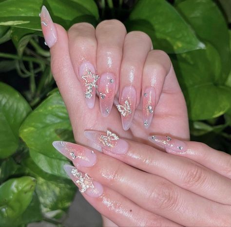 Ethereal Nails Aesthetic, Korean Nails Jelly, Nails Inspo Coffin, Korean Glass Nails, Ethereal Nails, Swirly Nails, Trending Nail Designs, Glamorous Birthday, 12 Birthday