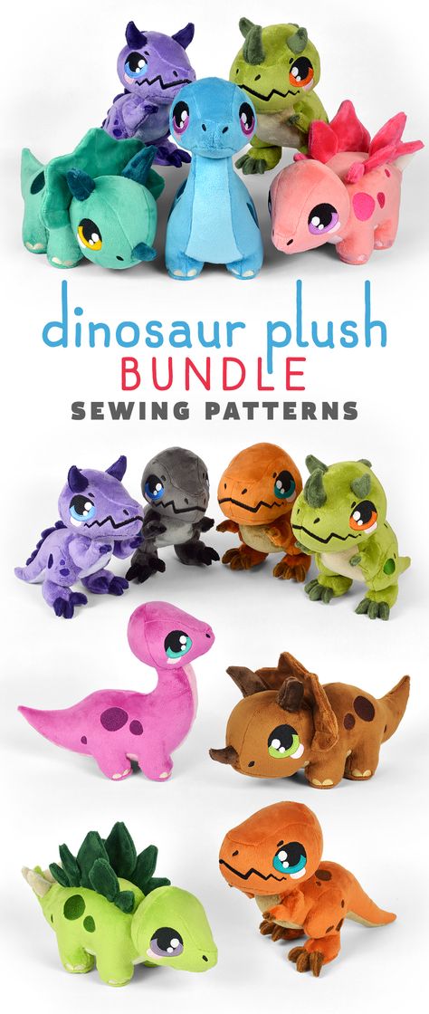 Sewing Patterns Dinosaur, Stegosaurus Sewing Pattern, Plushie Patterns Dinosaur, Small Plush Sewing Pattern, Vulpix Sewing Pattern, Dinosaur Plush Sewing Pattern, T Rex Plush Pattern, Dinosaur Toy Pattern, Diy Dinosaur Plush