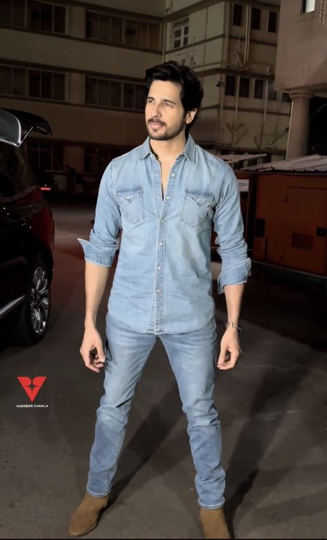 Men In Chelsea Boots Outfit, Denim Shirts Men Outfit, Denim Combination, Classy Vibes, Siddharth Malhotra, Chelsea Boots Outfit, Feroze Khan, Mens Smart Casual Outfits, Clouds Wallpaper