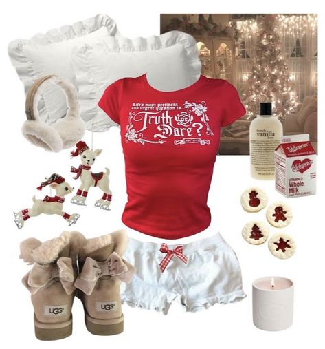 Lounge Wear Cute, 2000s Christmas, Pajamas Aesthetic, Korean Outfits Kpop, Christmas Dreaming, Cute Christmas Outfits, Cute Lingerie, Swag Outfits For Girls, Lazy Day Outfits