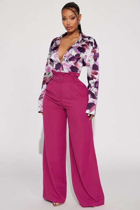 Available In Purple/combo. Satin Shirt Long Sleeve Button Down Collar Printed Non Stretch Self: 100% Polyester Imported | Violet Satin Shirt in Purple size 1X by Fashion Nova Fall Outfits For Black Women, Outfits 2014, Cute Professional Outfits, 2piece Outfits, Stylish Fall Outfits, Professional Outfits Women, Khaki Fashion, Classy Work Outfits, Stylish Work Outfits