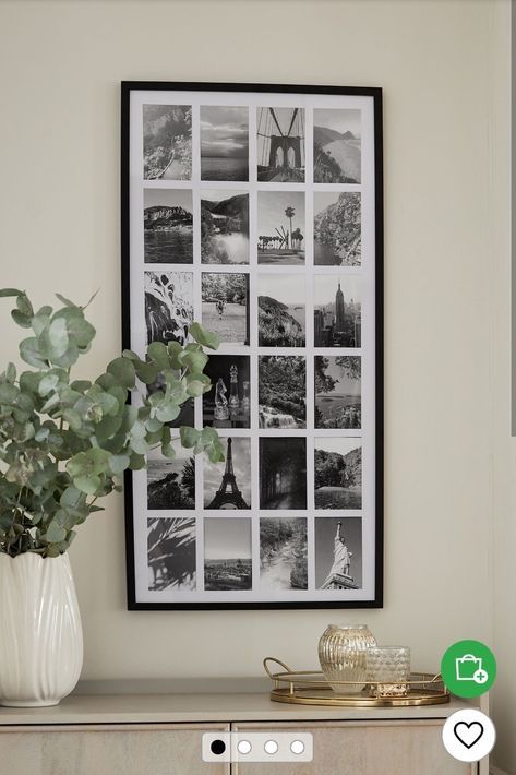 Photo Wall Collage 4x6, Room Scandinavian, Photo Wall Display, Small Frames, Collage Picture Frame, Photo Collage Wall, Home Interior Accessories, White Photo Frames, Black Photo Frames