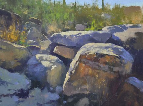 How to simplify rocks in the landscape. Learn how to push your oil paints to make loose brushstrokes and lost and found edges so you can paint convincing rocks. Click to learn more! Get Better At Drawing, Pencil Artists, Drawing Rocks, How To Simplify, Learn Drawing, Painting Rocks, Oil Painting Portrait, Watercolor Landscape Paintings, Paint Rock