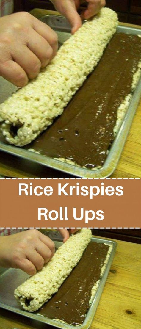 Rice Krispie Treats Roll Up, Rice Krispie Treats Jelly Roll Pan, Rolled Rice Krispie Treats, Rice Krispie Chocolate Roll, Rice Wrapper Desserts, Rice Crispy Pinwheels, Rice Crispy Roll Ups, Rice Krispie Log Roll, Rice Krispie Roll With Chocolate